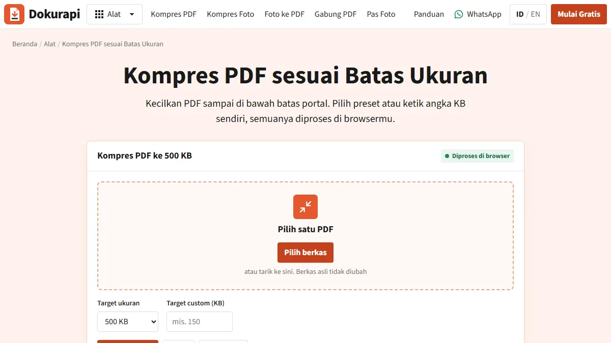 Screenshot of the related tool: How to Compress PDF Without Uploading: Inside Browser-Only File Tools