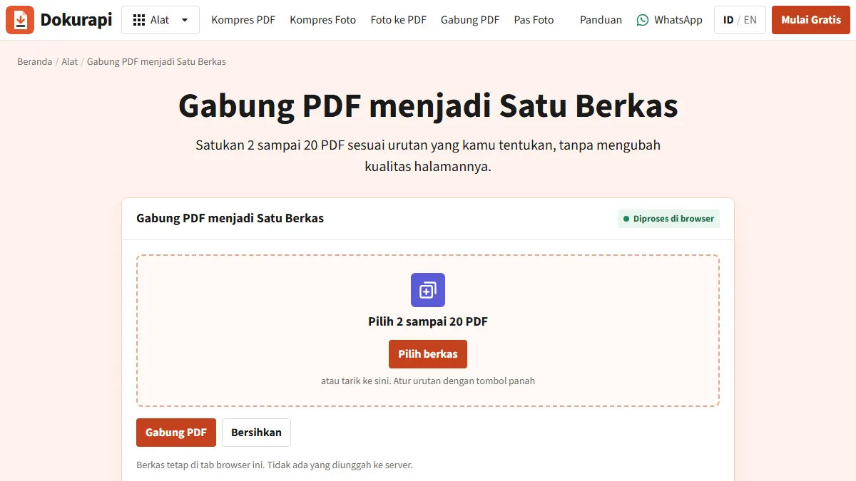 Screenshot of the related tool: How to Merge PDF Files for Application Uploads