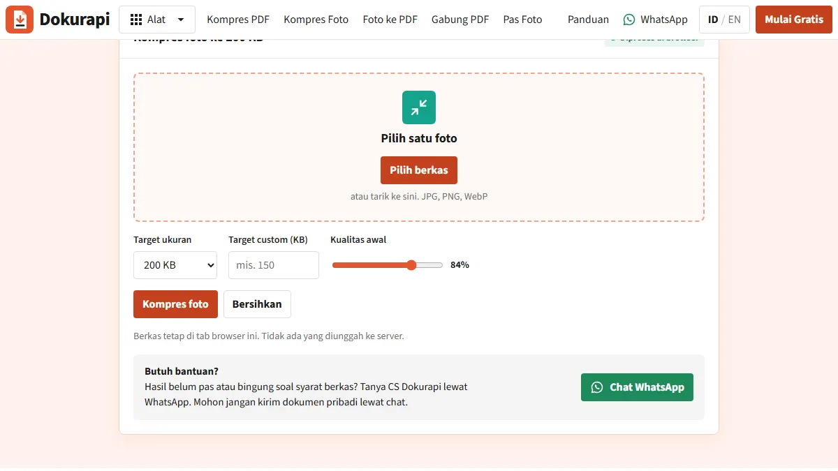 Screenshot of the related tool: SSCASN Upload File Size: How to Prepare Each Document